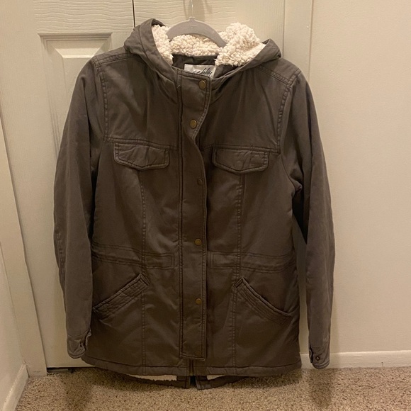 Green Hooded Jacket with Sherpa Lining - Picture 1 of 4